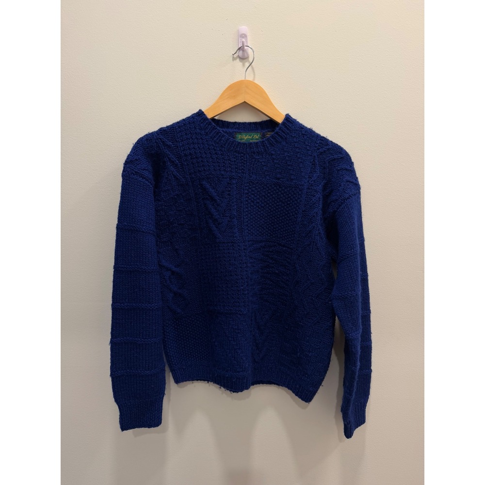 D. Byford Ltd Hand Knit 100% Wool Cable Sweater Blue Women's S